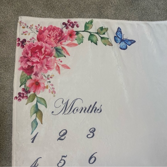 3/$12 Monthly Milestone Blanket Floral Baby Girl Pattern - Picture 4 of 5